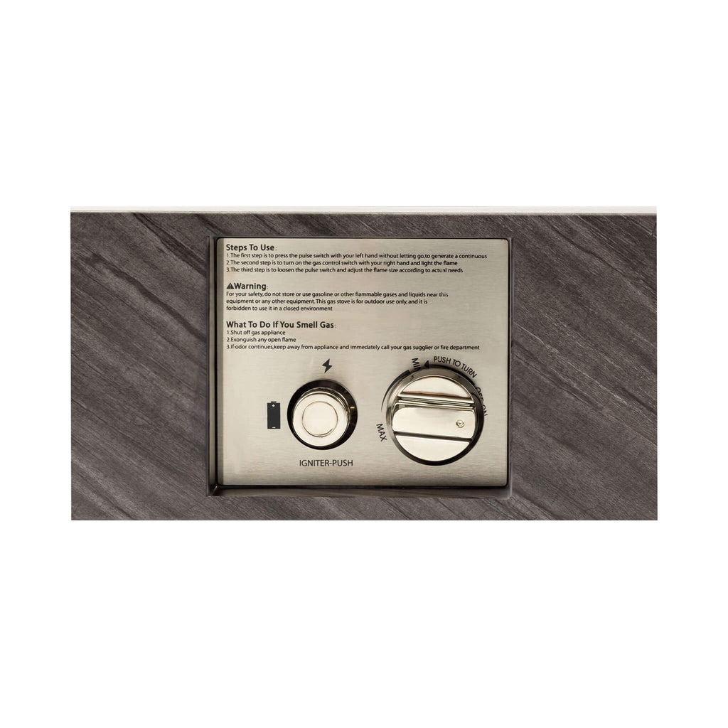 Alora Modern Outdoor Propane Fire Pit Table With Waterproof Cover (SAK42628) - Saksby Wholesale - Instruction and Heat Control Details