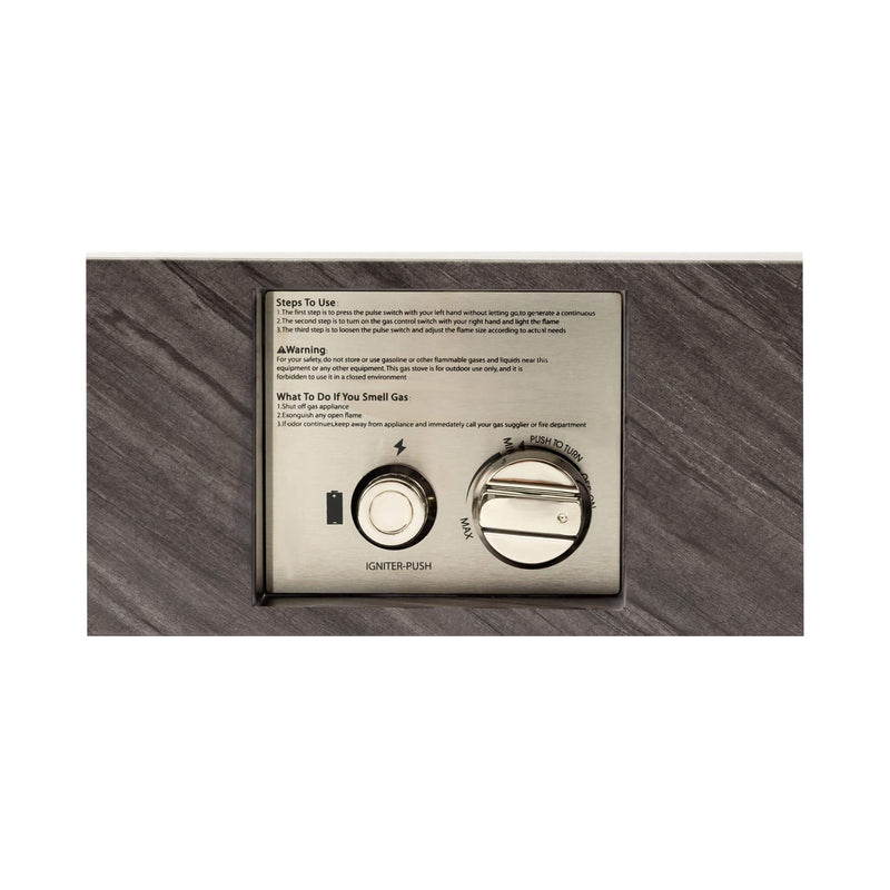 Alora Modern Outdoor Propane Fire Pit Table With Waterproof Cover (SAK42628) - Saksby Wholesale - Instruction and Heat Control Details