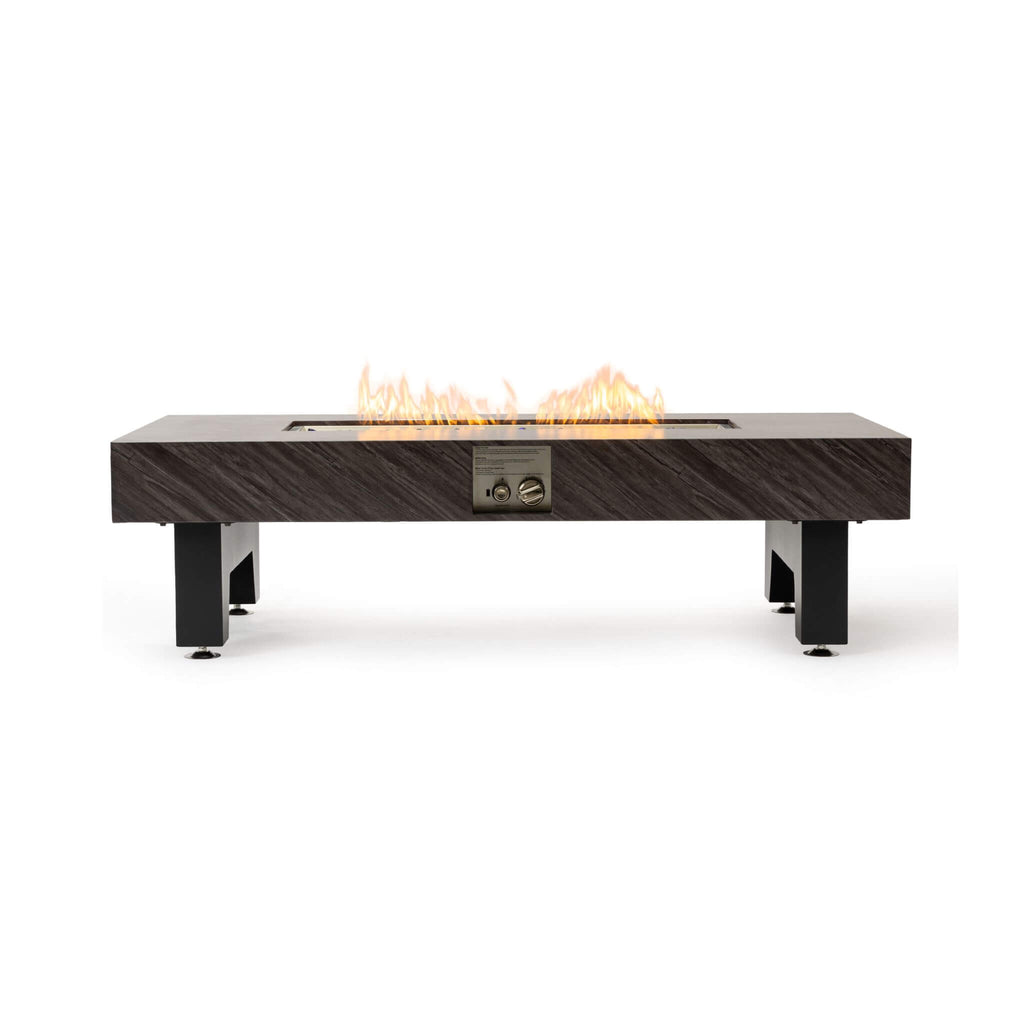 Alora Modern Outdoor Propane Fire Pit Table With Waterproof Cover (SAK42628) - Saksby Wholesale - On Fire Front View