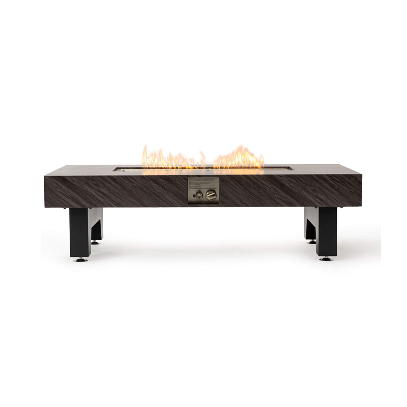 Alora Modern Outdoor Propane Fire Pit Table With Waterproof Cover (SAK42628) - Saksby Wholesale - On Fire Front View