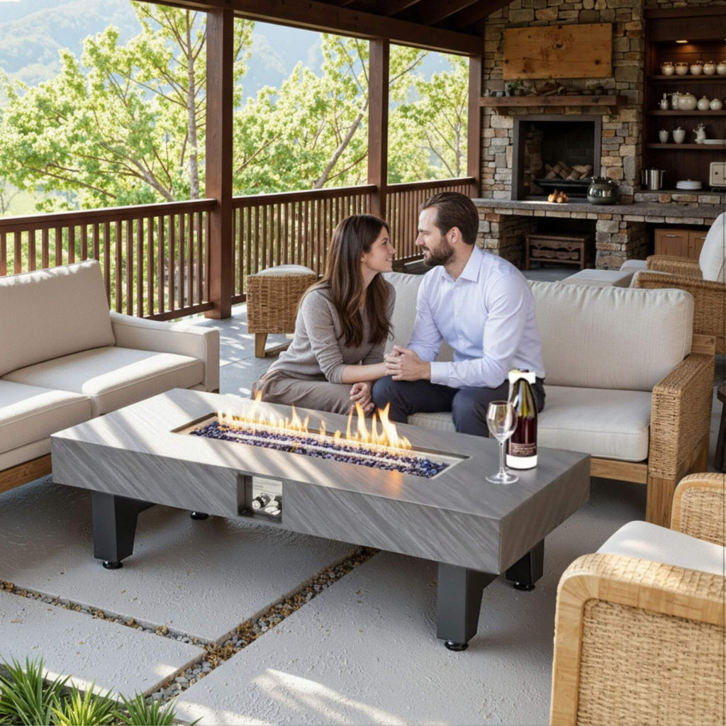 Alora Modern Outdoor Propane Fire Pit Table With Waterproof Cover (SAK42628) - Saksby Wholesale - Outdoor Lifestyle