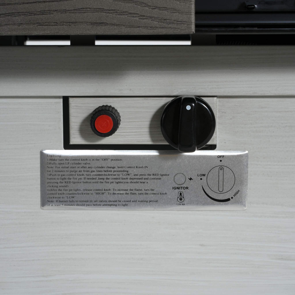 Alora Premium 50K BTU Rectangle Outdoor Aluminum Fire Pit Table (SAK70248) - Saksby Wholesale - Control System View