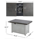 Alora Premium 50K BTU Rectangle Outdoor Aluminum Fire Pit Table (SAK70248) - Saksby Wholesale - Dimensions