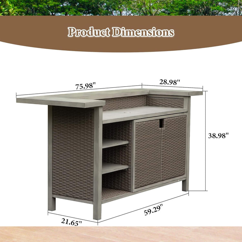 Alora Premium All-Weather Spacious Outdoor Patio Bar Table With Aluminum Frame (SAK51876) - Saksby Wholesale - Dimension View