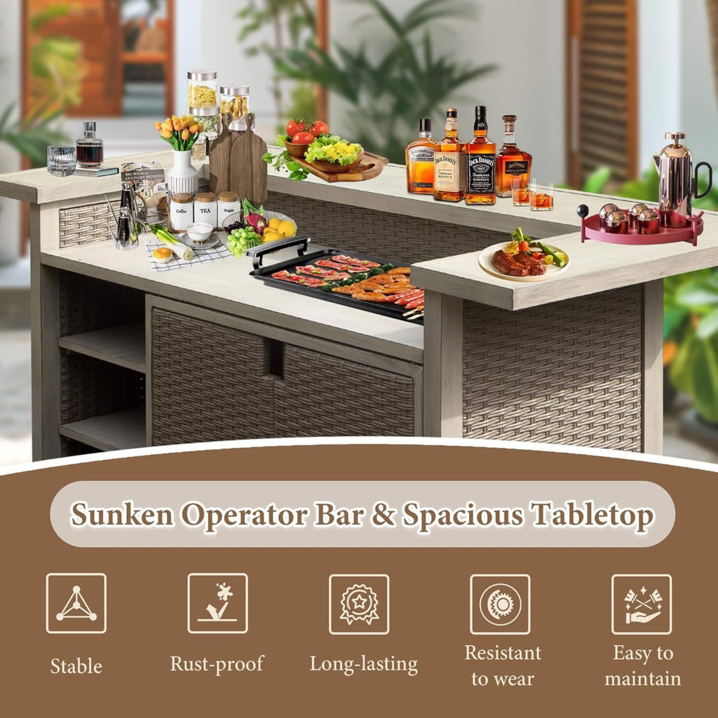 Alora Premium All-Weather Spacious Outdoor Patio Bar Table With Aluminum Frame (SAK51876) - Saksby Wholesale - Features View