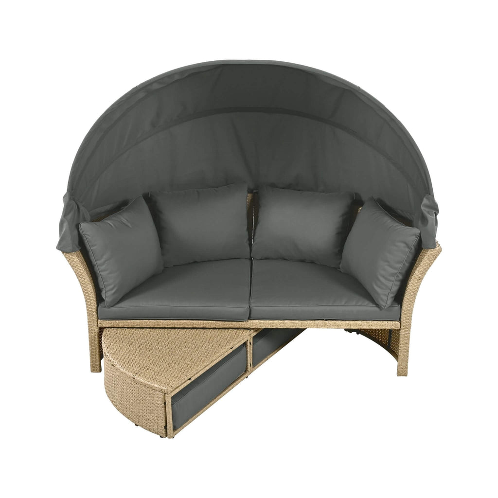 Alora Premium Outdoor Garden Wicker Rattan Patio Daybed With Retractable Canopy (SAK43581) - Saksby Wholesale - Rattan Design