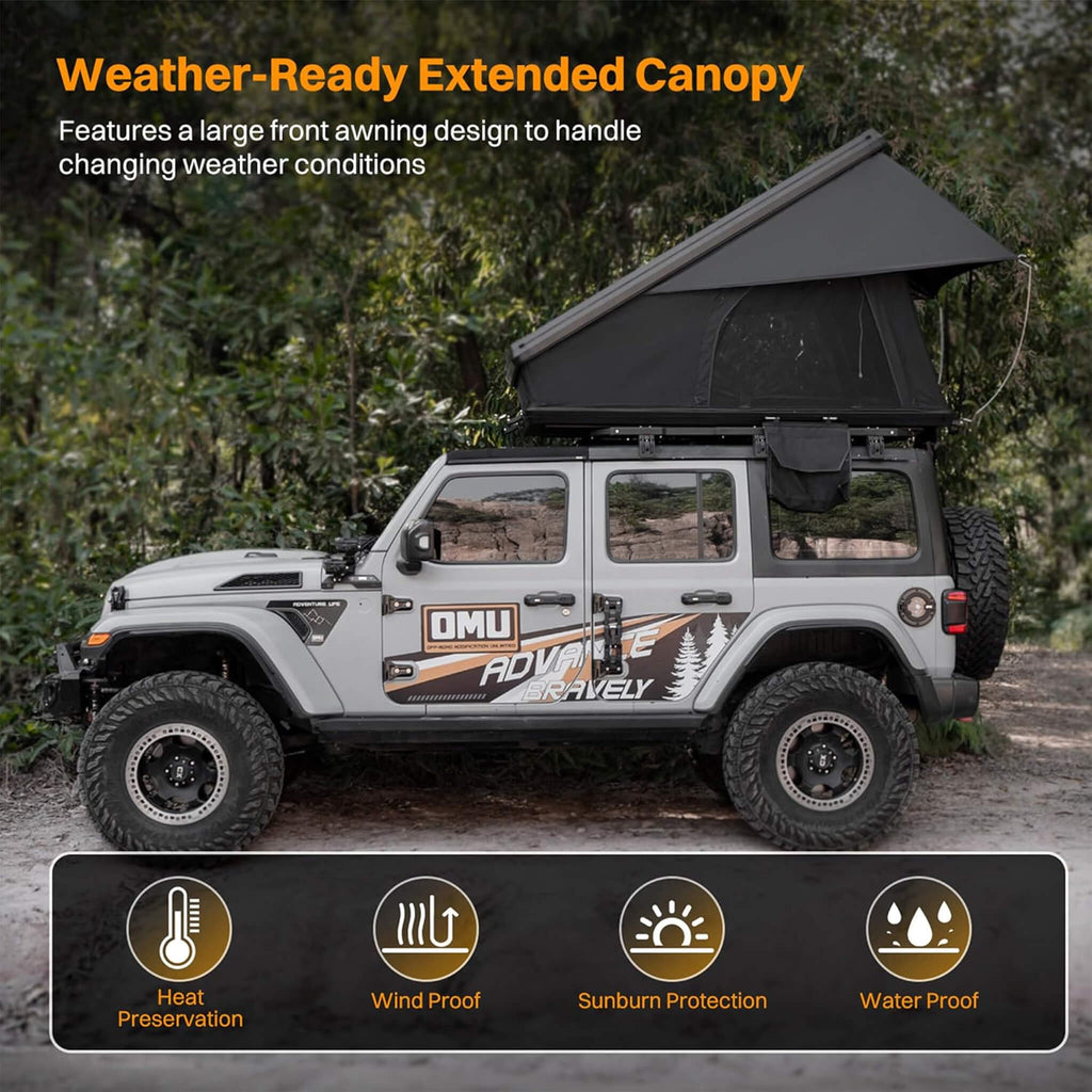 Aluminum 2-3 People Hard Shell Rooftop Tent With Tri-Color LED Lighting And Memory Foam Mattress (SAK57409) - Saksby Wholesale - Weather Ready