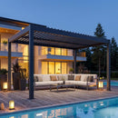Aluminum Louvered Pergola Kit With Adjustable Roof & Drainage (SAK94316) - Saksby Wholesale - Poolside In Lifestyle Image