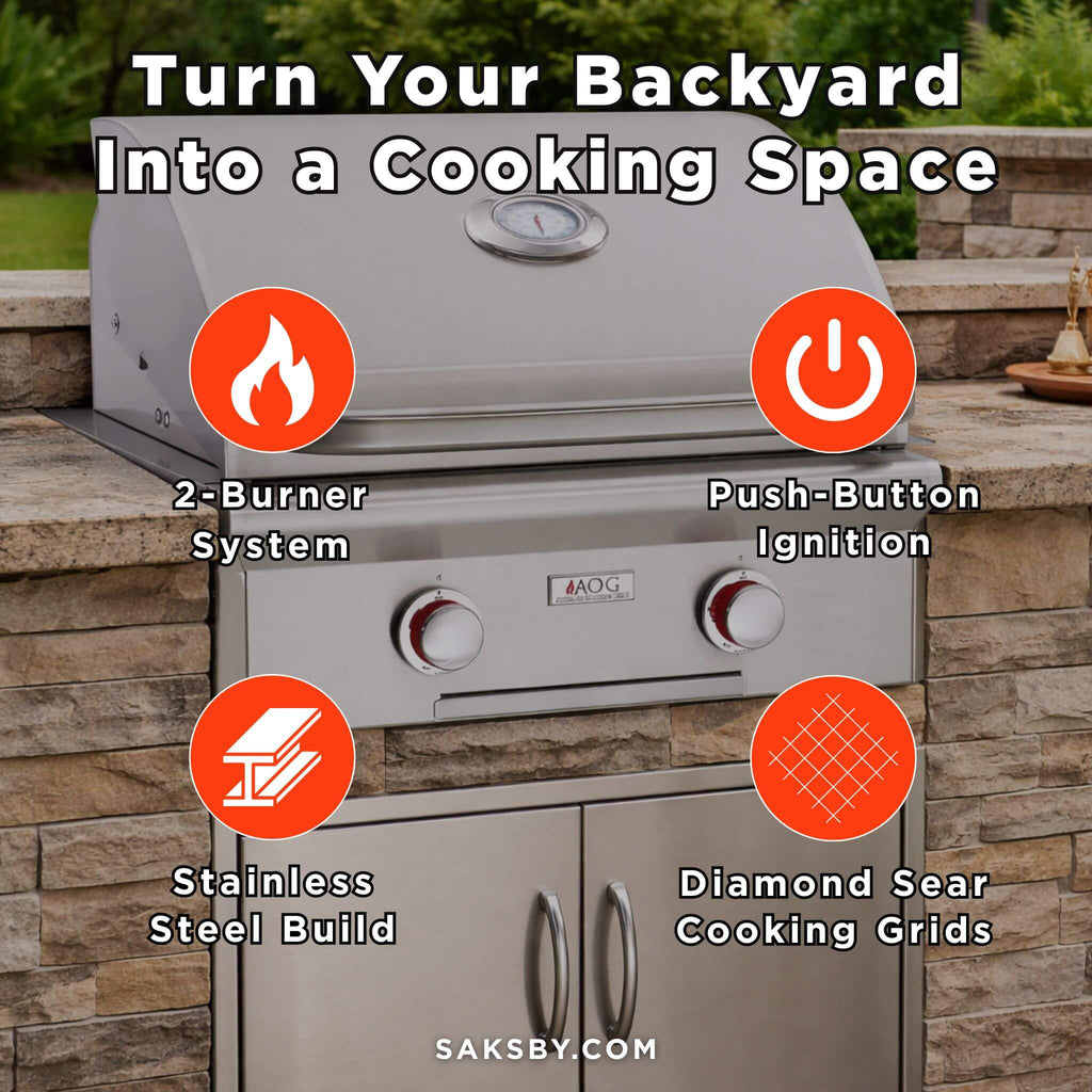 American Outdoor Grill 24NBL-00SP L-Series 2-Burner Built-In Natural Gas Grill, 24" [24NBL-00SP] (SAK10834) - Saksby Wholesale - Features View