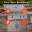 American Outdoor Grill 24NBT T-Series 2-Burner Built-In Natural Gas Grill W/ Rotisserie Kit, 24" [24NBT] (SAK65205) - Saksby Wholesale - Features View