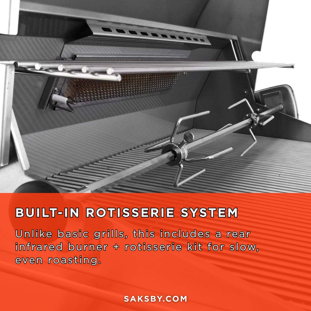 American Outdoor Grill 24NBT T-Series 2-Burner Built-In Natural Gas Grill W/ Rotisserie Kit, 24" [24NBT] (SAK65205) - Saksby Wholesale - Built-In Rotisserie Feature