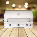 American Outdoor Grill 30NBL L-Series 3-Burner Built-In Natural Gas Grill W/ Rotisserie Kit, 30" [30NBL] (SAK57636) - Saksby Wholesale - Front View on Wood