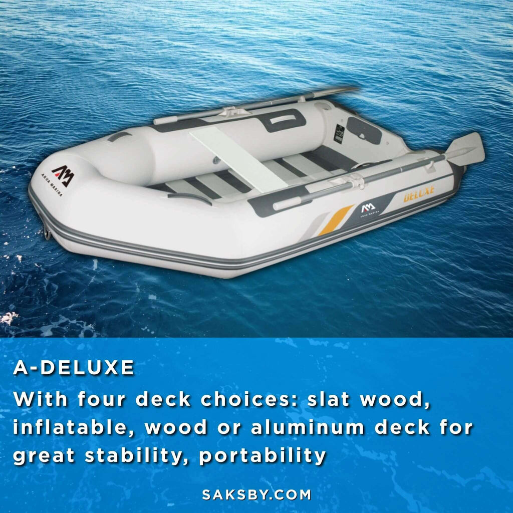 Aqua Marina A-Deluxe 8FT 4-Person Inflatable Speed Boat With Comfortable Rowing Seat And Adjustable Center Feet [BT-88850AL] (SAK20456) - Saksby Wholesale - 4-Deck Choices