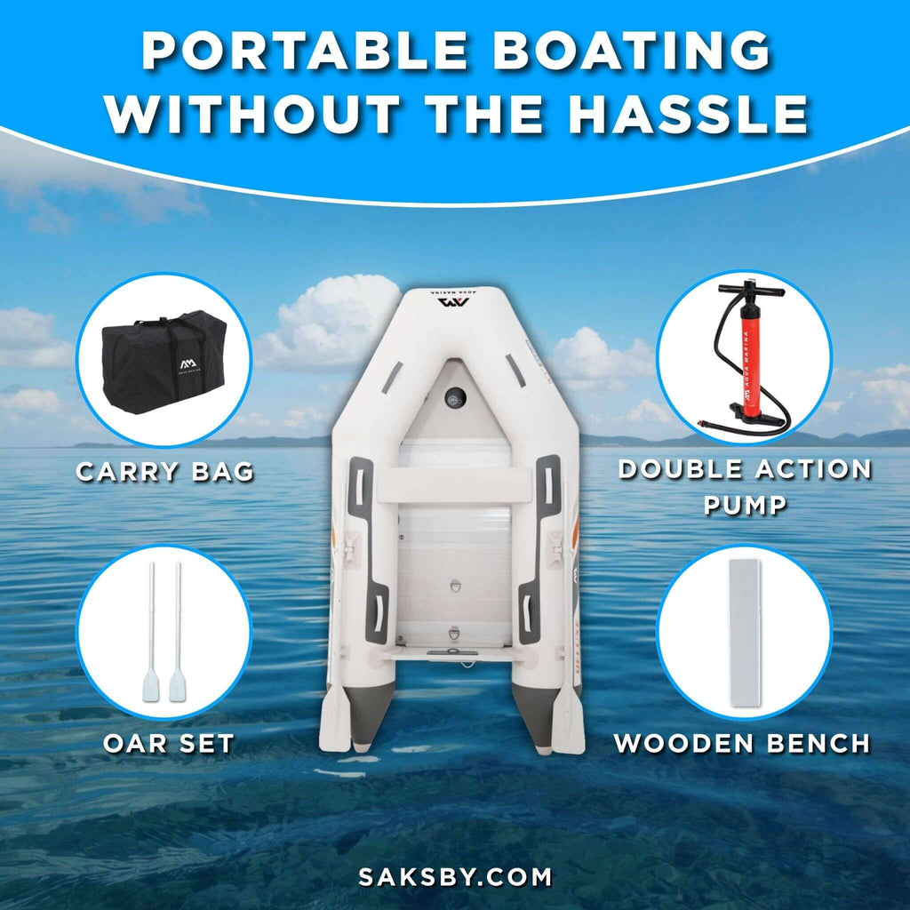 Aqua Marina A-Deluxe 8FT 4-Person Inflatable Speed Boat With Comfortable Rowing Seat And Adjustable Center Feet [BT-88850AL] (SAK20456) - Saksby Wholesale - Accessories