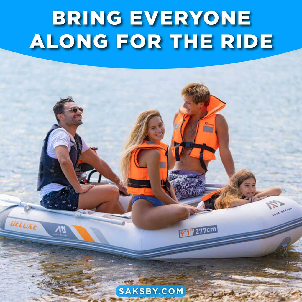 Aqua Marina A-Deluxe 8FT 4-Person Inflatable Speed Boat With Comfortable Rowing Seat And Adjustable Center Feet [BT-88850AL] (SAK20456) - Saksby Wholesale - Lifestyle Image