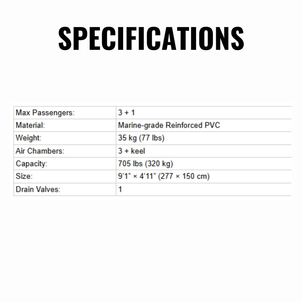 Aqua Marina A-Deluxe 8FT 4-Person Inflatable Speed Boat With Comfortable Rowing Seat And Adjustable Center Feet [BT-88850AL] (SAK20456) - Saksby Wholesale - Specifications