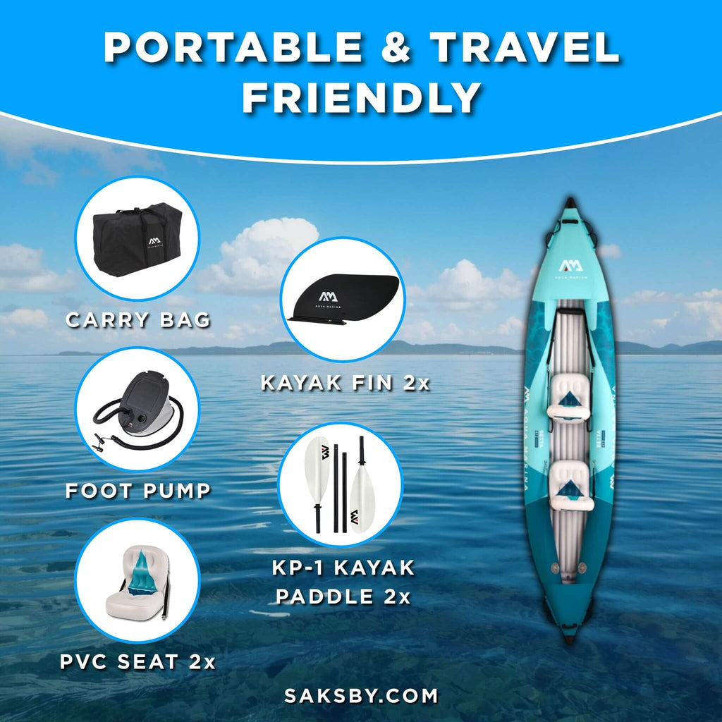 Aqua Marina Betta 14FT 2-Person Inflatable Recreational Kayak With Paddles [BE-412] (SAK01375) - Saksby Wholesale - Accessories