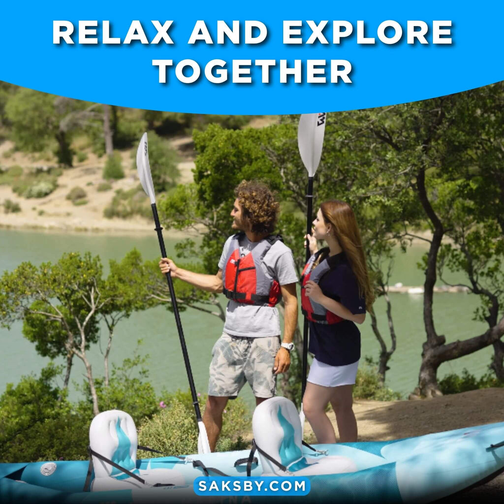 Aqua Marina Betta 14FT 2-Person Inflatable Recreational Kayak With Paddles [BE-412] (SAK01375) - Saksby Wholesale - Lifestyle Image