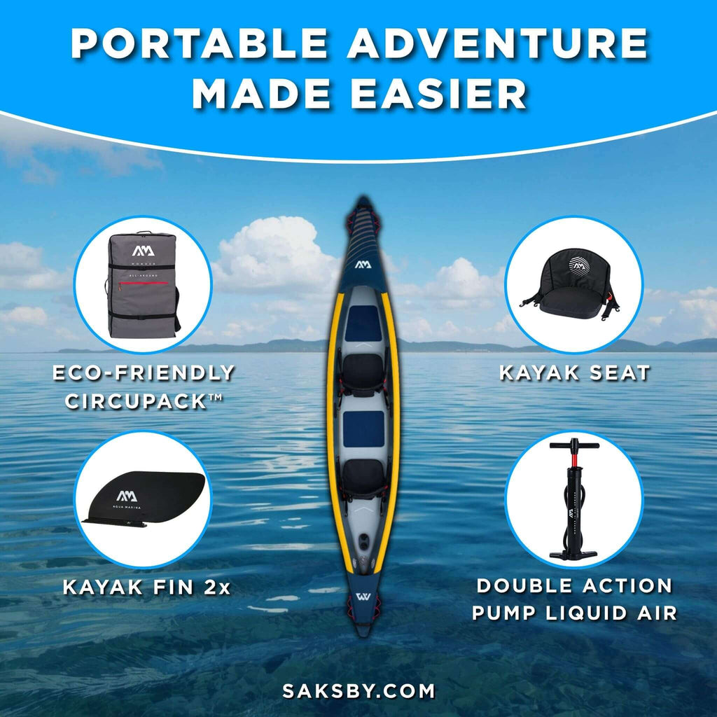 Aqua Marina Tomahawk AIR-K 440 14FT 2-Person High-Pressure Speed Inflatable Kayak [Paddle Excluded] [AIR-K440] (SAK31482) - Saksby Wholesale - Inclusions