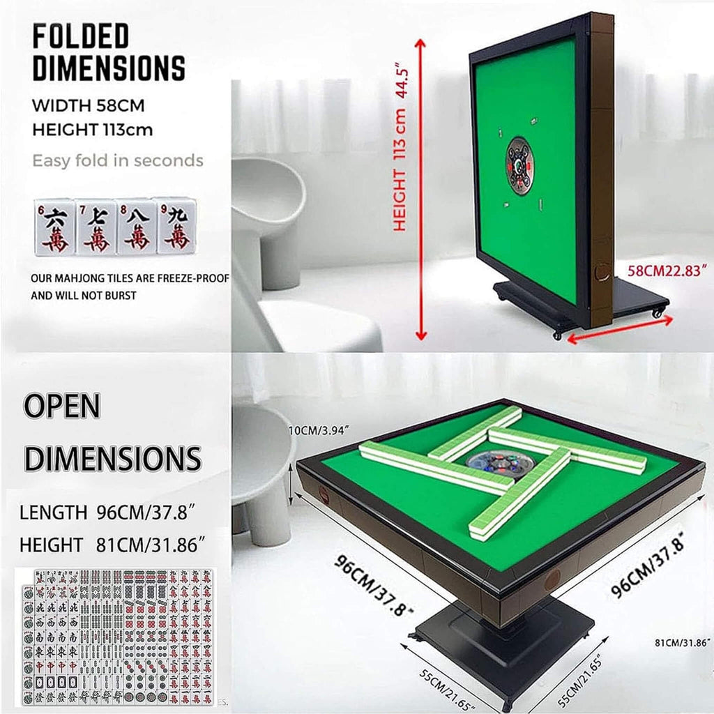 Automatic Ultra-Thin Foldable Mahjong Table With Two 152 42MM Tile Sets (SAK82950) - Saksby Wholesale - Dimensions