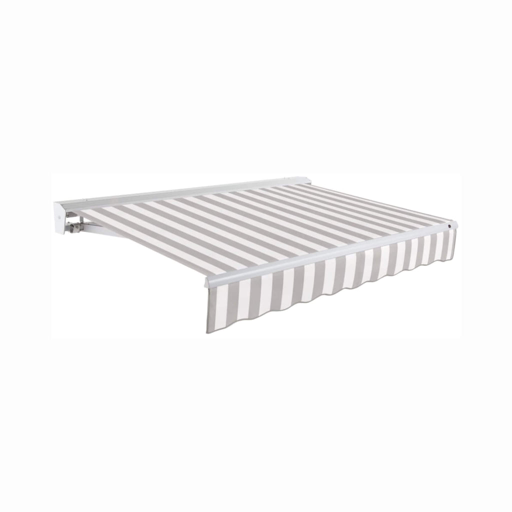 Awntech Destin Premium Retractable Patio Awning [Made-To-Order] (SAK74612) - Saksby Wholesale -
Front Right View Gray And White Stripes
