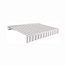 Awntech Destin Premium Retractable Patio Awning [Made-To-Order] (SAK74612) - Saksby Wholesale -
Front Right View Gray And White Stripes