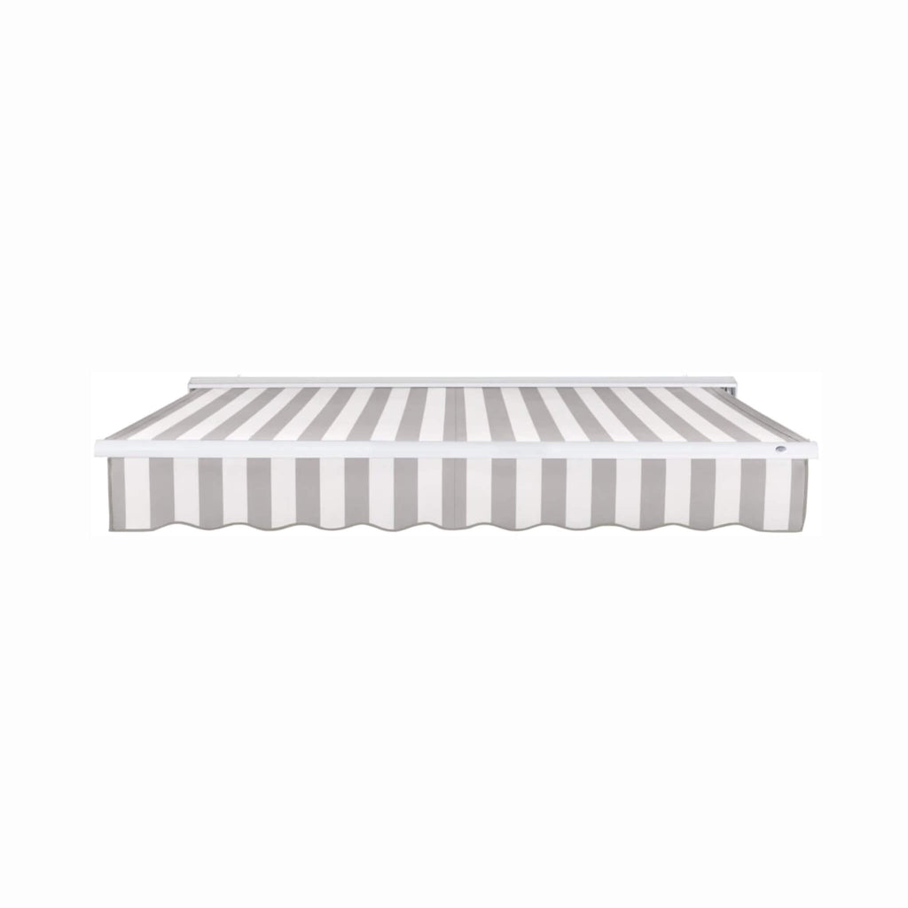 Awntech Destin Premium Retractable Patio Awning [Made-To-Order] (SAK74612) - Saksby Wholesale - Front View Gray And White Stripes