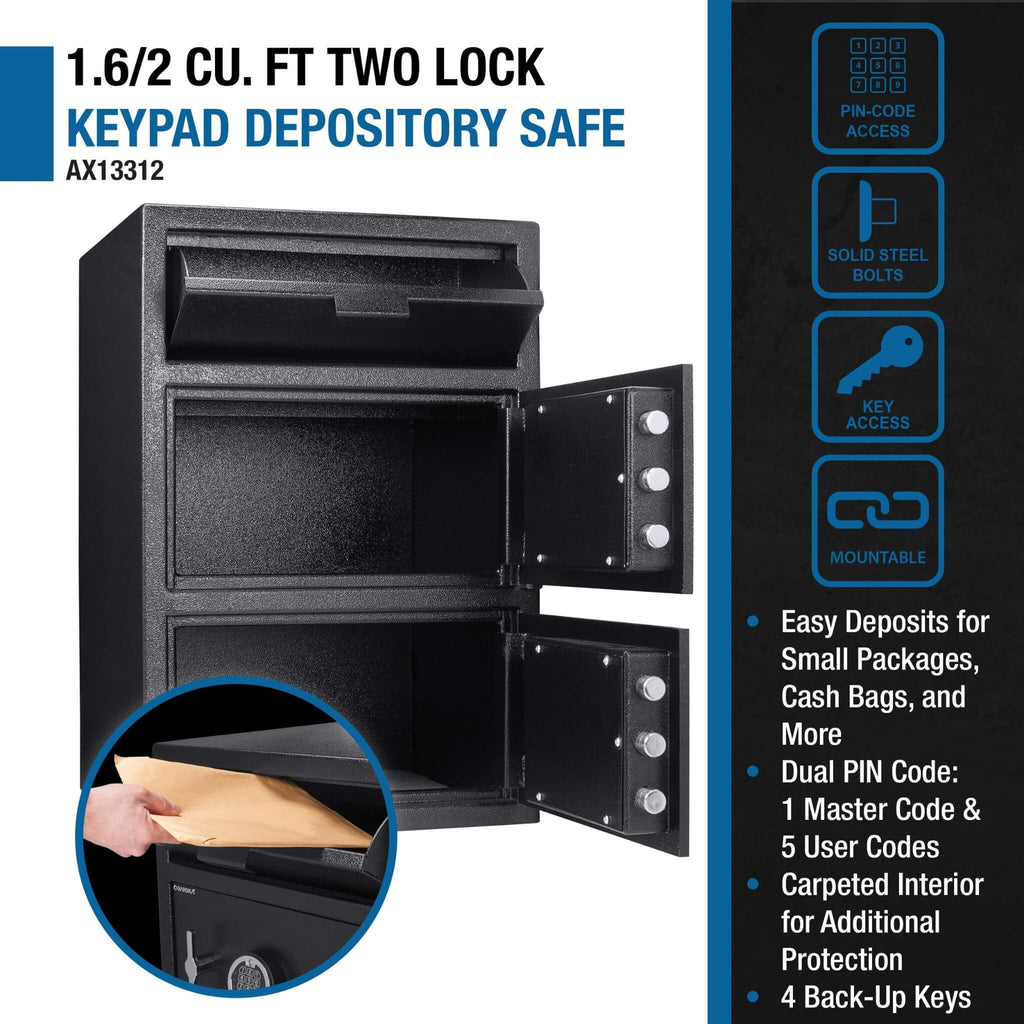 Barska 1.60 Cu.Ft. Digital Depository Dual Compartment Security Safe (SAK76021) - Saksby Wholesale - Features