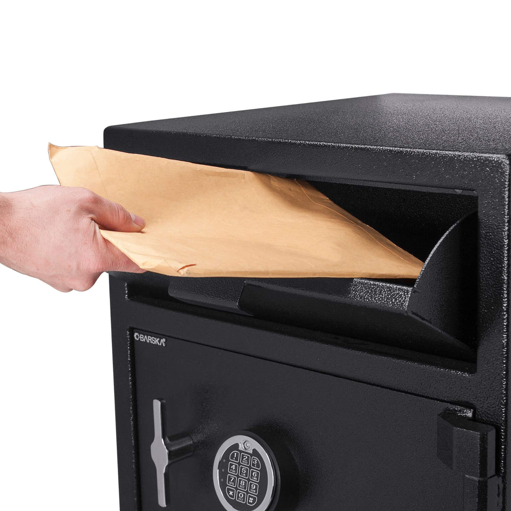 Barska 1.60 Cu.Ft. Digital Depository Dual Compartment Security Safe (SAK76021) - Saksby Wholesale - Folder Deposit View