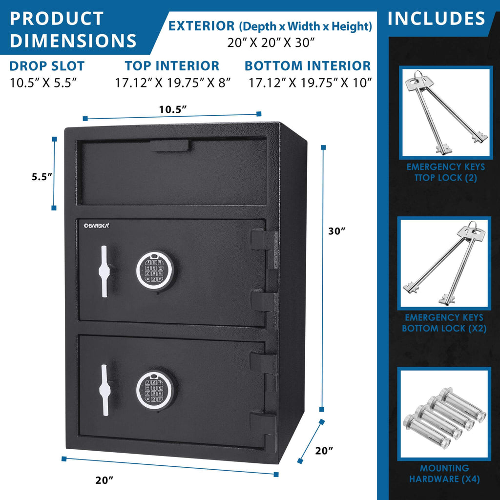 Barska 1.60 Cu.Ft. Digital Depository Dual Compartment Security Safe (SAK76021) - Saksby Wholesale - Product Dimensions