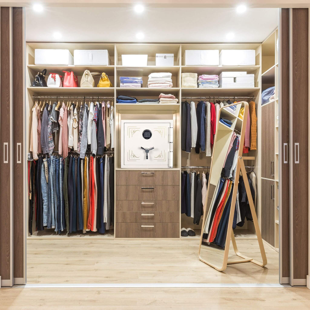 Barska 1.91 CF White Fireproof Jewelry Safe With Digital Keypad Lock (SAK42861) - Saksby Wholesale - Closet Setup