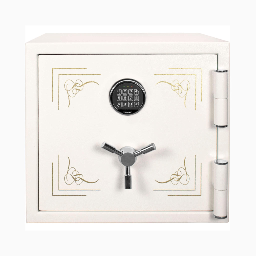 Barska 1.91 CF White Fireproof Jewelry Safe With Digital Keypad Lock (SAK42861) - Saksby Wholesale - Front Door View