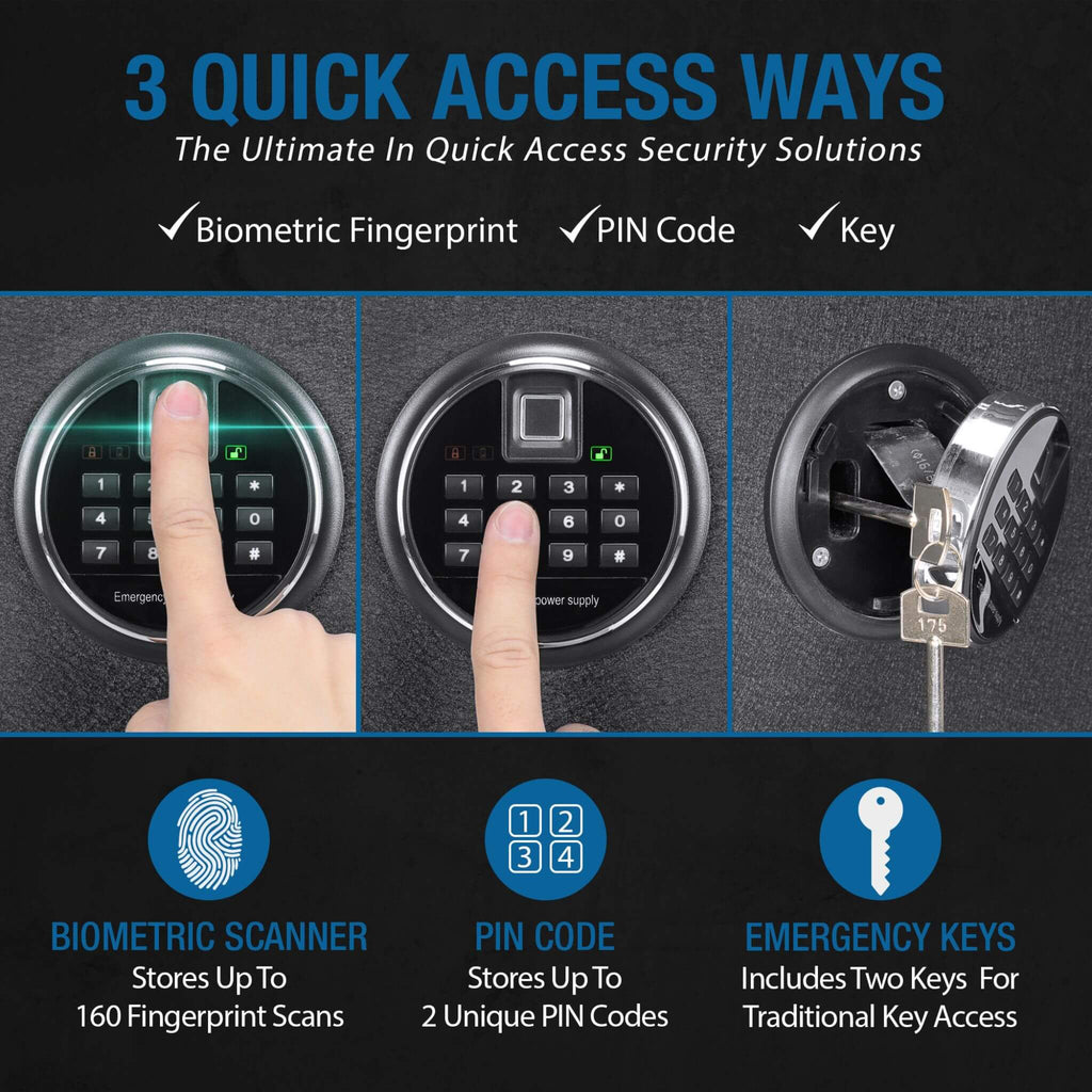 Barska 2.02 CF Heavy-Duty Fire Resistant Safe With Biometric Keypad (SAK29487) - Saksby Wholesale - Quick Access Features
