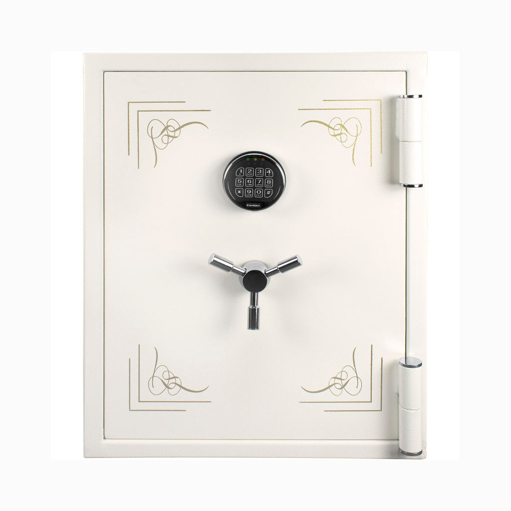 Barska 2.75 CF White Fireproof Jewelry Safe with Keypad Advanced Electronic Keypad Lock (SAK69047) - Saksby Wholesale - Front Door View