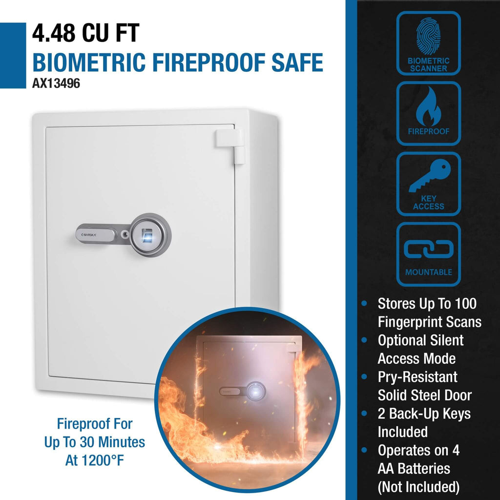 Barska 4.48 Cu.Ft. Heavy-Duty Fireproof Biometric Safe (SAK83490) - Saksby Wholesale - Features