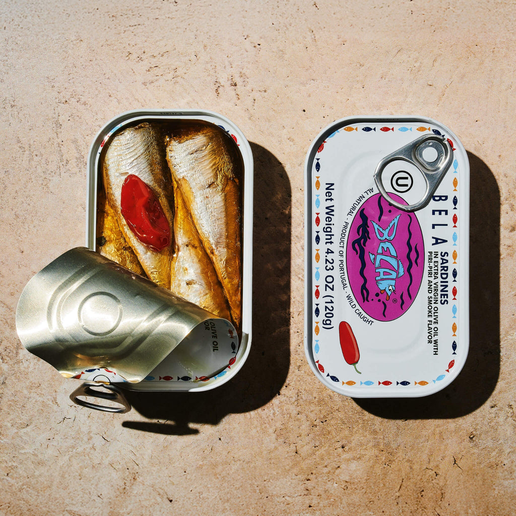 Bela Sardines In Extra Virgin Olive Oil With Piri Piri And Smoke Flavor [3 Pack] (SAK76193) - Saksby Wholesale - Top View Opened