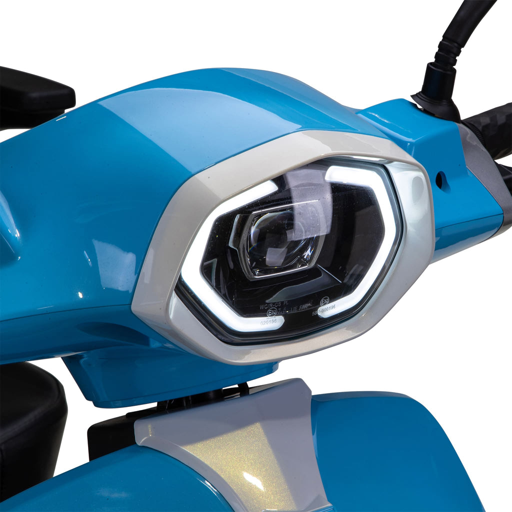 Bespoke Elite Premium Electric Mobility Scooter with Electronic Speed Control, 400lbs, Blue and White SAK29053 Saksby - Front Center Headlight