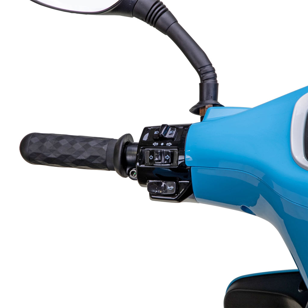Bespoke Elite Premium Electric Mobility Scooter with Electronic Speed Control, 400lbs, Blue and White SAK29053 Saksby - Left Handle