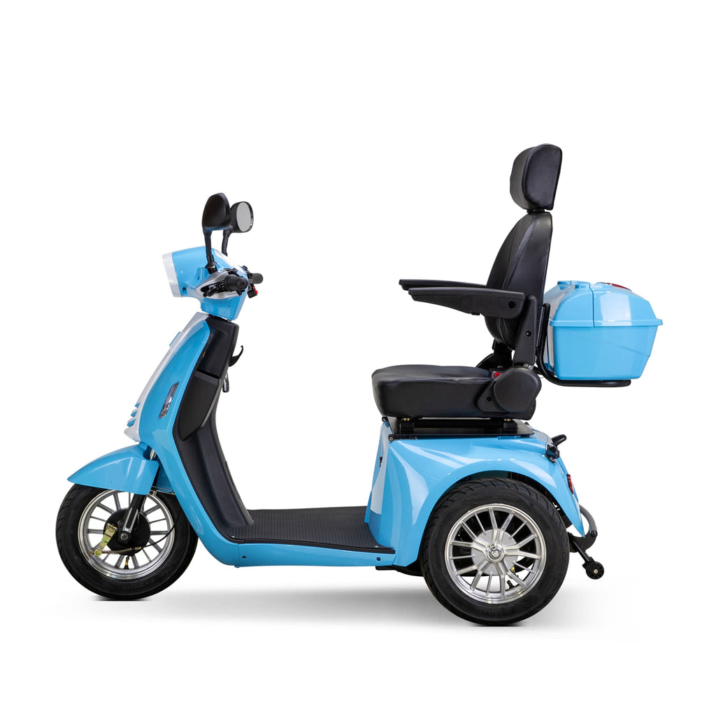Bespoke Elite Premium Electric Mobility Scooter with Electronic Speed Control, 400lbs, Blue and White SAK29053 Saksby - Left Side View