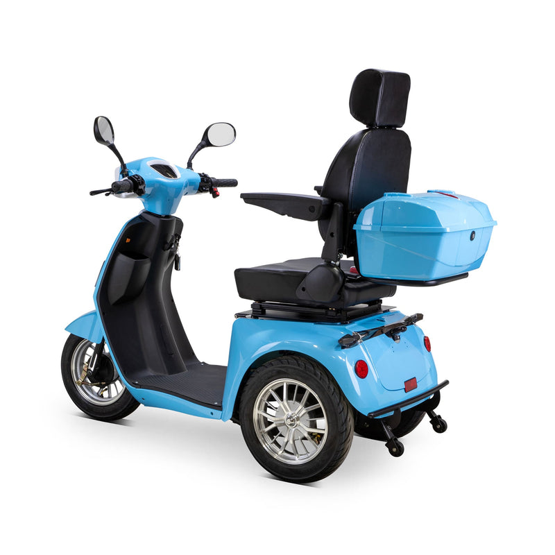 Bespoke Elite Premium Electric Mobility Scooter with Electronic Speed Control, 400lbs, Blue and White SAK29053 Saksby - Rear Left View
