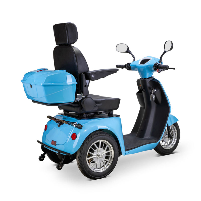 Bespoke Elite Premium Electric Mobility Scooter with Electronic Speed Control, 400lbs, Blue and White SAK29053 Saksby - Rear Right View