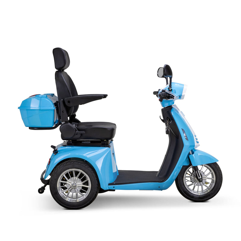 Bespoke Elite Premium Electric Mobility Scooter with Electronic Speed Control, 400lbs, Blue and White SAK29053 Saksby - Right Side View