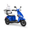 Bespoke Legacy Premium Electric Mobility Scooter With Electronic Speed Control 400lbs Blue Sak34671 Saksby - Front Right Side View With White Seat And Black Rims