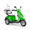 Bespoke Legacy Premium Electric Mobility Scooter With Electronic Speed Control 400lbs Green Sak34671 Saksby - Front Right Side View With White Seat And Chrome Rims