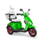 Bespoke Legacy Premium Electric Mobility Scooter With Electronic Speed Control 400lbs Green Sak34671 Saksby - Front Right Side View With White Seat And Red Rims