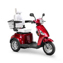 Bespoke Legacy Premium Electric Mobility Scooter With Electronic Speed Control 400lbs Red Sak34671 Saksby - Front Right Side View With White Seat And Chrome Rims