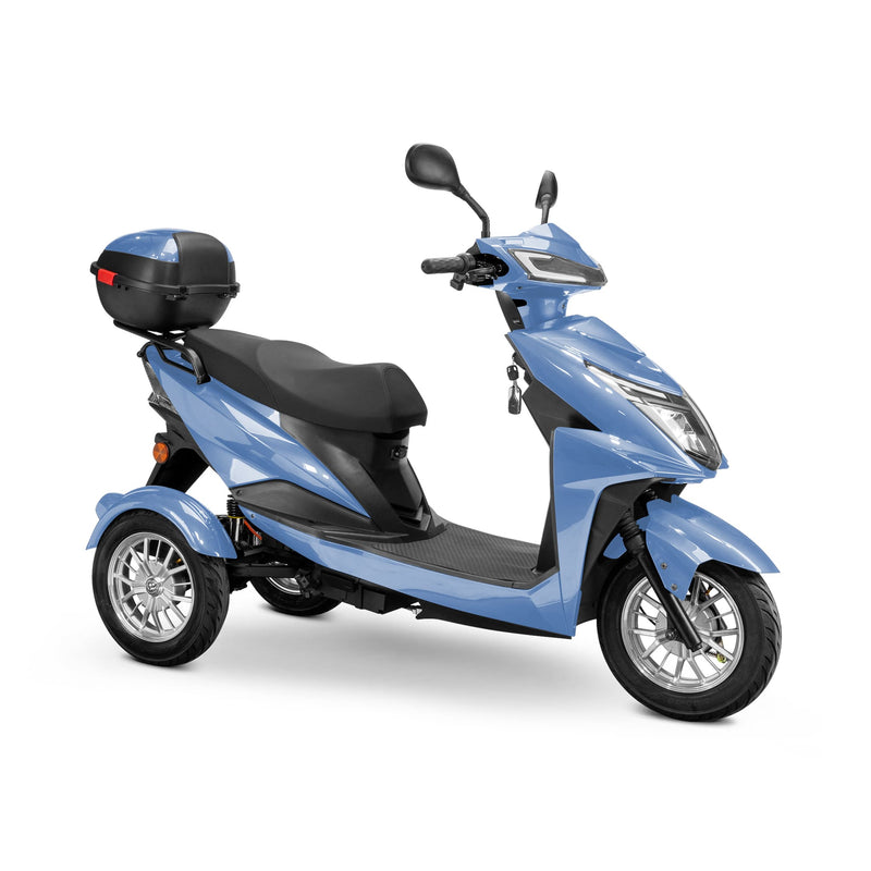 Bespoke Regal Premium Electric Mobility Scooter With Electronic Speed Control 400lbs Blue Sak28351 Saksby - With Black Seat And Chrome Rims