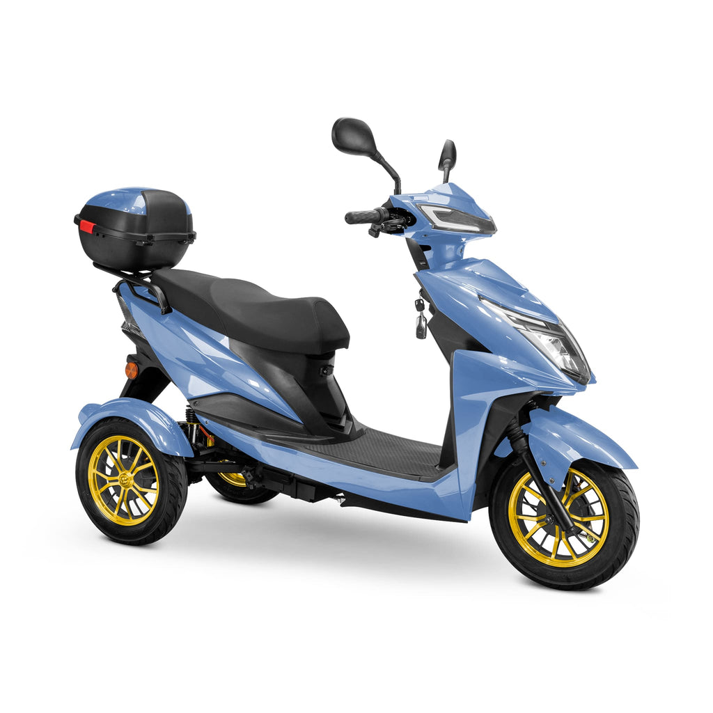 Bespoke Regal Premium Electric Mobility Scooter With Electronic Speed Control 400lbs Blue Sak28351 Saksby - With Black Seat And Gold Rims