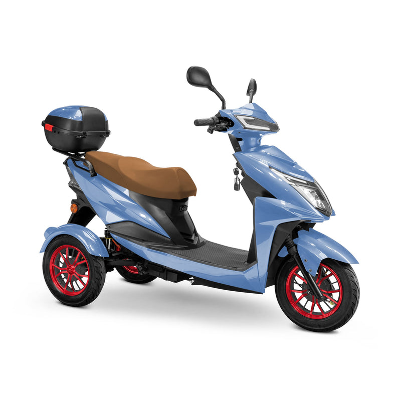 Bespoke Regal Premium Electric Mobility Scooter With Electronic Speed Control 400lbs Blue Sak28351 Saksby - With Brown Seat And Red Rims