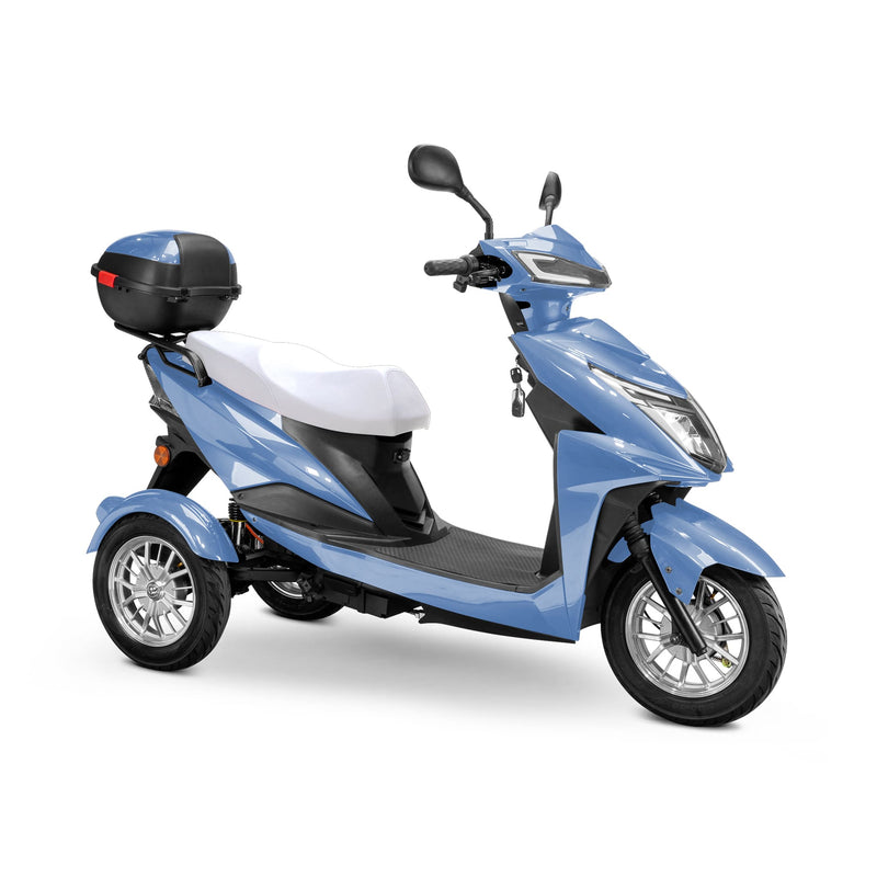 Bespoke Regal Premium Electric Mobility Scooter With Electronic Speed Control 400lbs Blue Sak28351 Saksby - With White Seat And Chrome Rims

